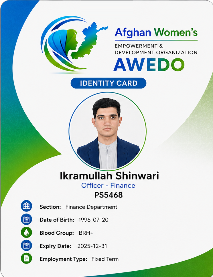 Approved AWEDO staff ID front template